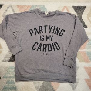 PINK Grey Pullover Crew Neck Sweatshirt Size Large